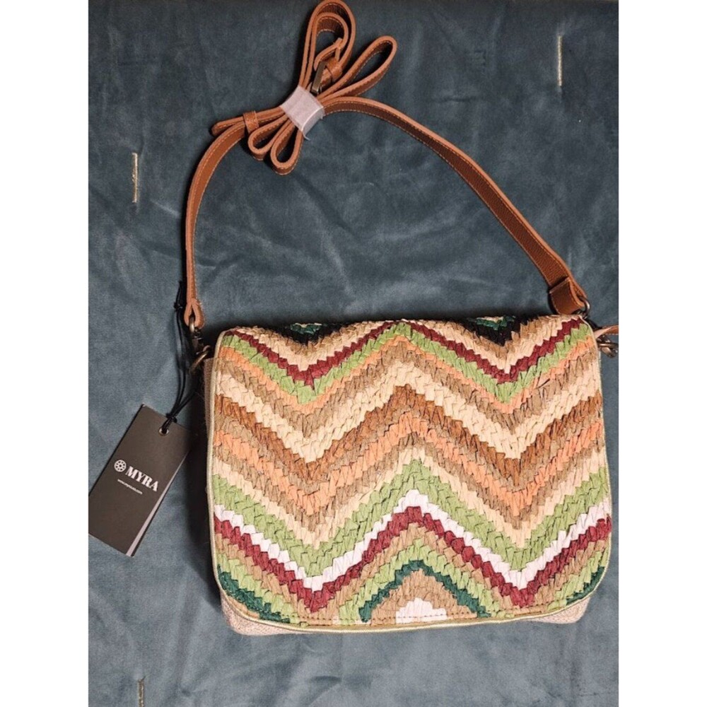 NWT Myra Chevron Valley Woven Crossbody Bag Spring Glow